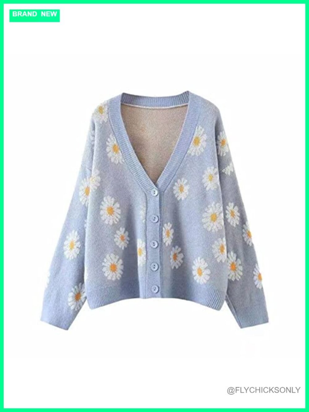 Women's Long Sleeve Knit Cardigan Sweater Cute Y2K Patterned V Neck Button Up